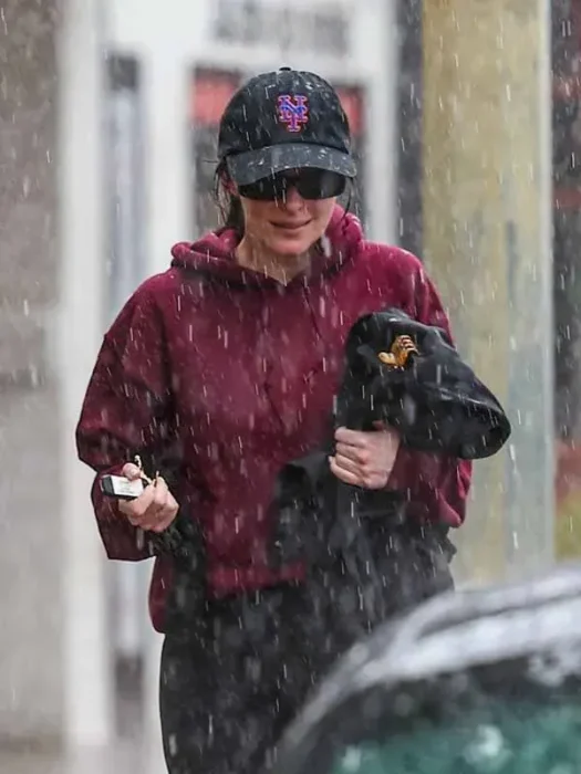 Dakota Johnson Burgundy Hoodie