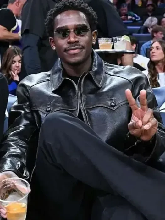 Damson Idris 2026 Black Leather Jacket