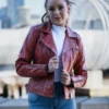 Dark Wine Red Leather Jacket For Women 4