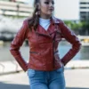 Dark Wine Red Leather Jacket For Women 5