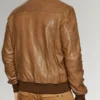 Desert Voyager Men's Brown Sheepskin Leather Bomber Jacket back