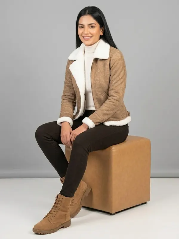 Distressed Brown Leather Bomber Jacket side