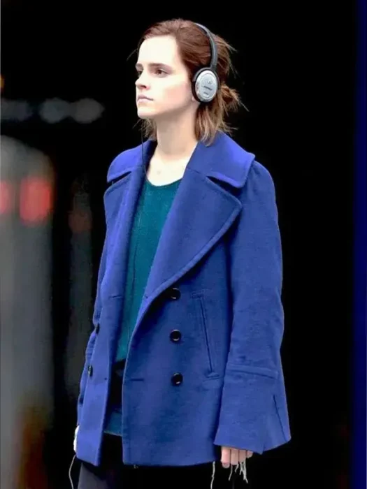 Emma Watson Blue Wool Peacoat 1