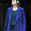 Emma Watson Blue Wool Peacoat