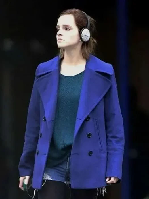 Emma Watson Blue Wool Peacoat