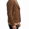 Handmade Mens Tan Brown Suede Biker Jacket side