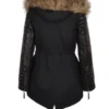 Hooded Racoon Tipped Fur Parka Black back