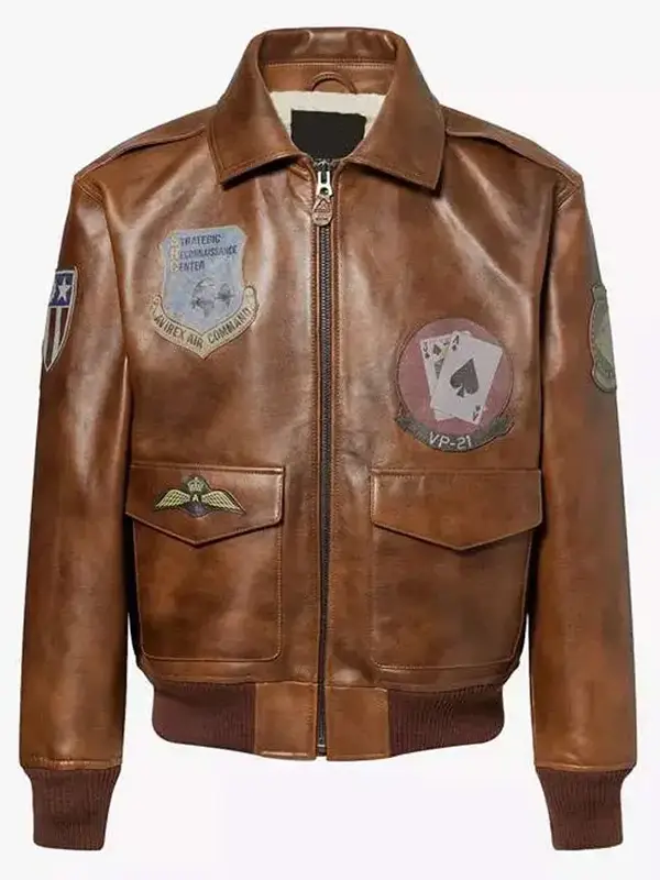 Jayson Tatum Brown Leather Bomber Jacket