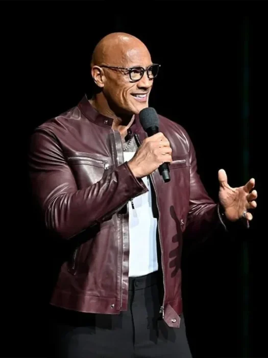 Jumanji Open World Photocall Dwayne Johnson Leather Jacket