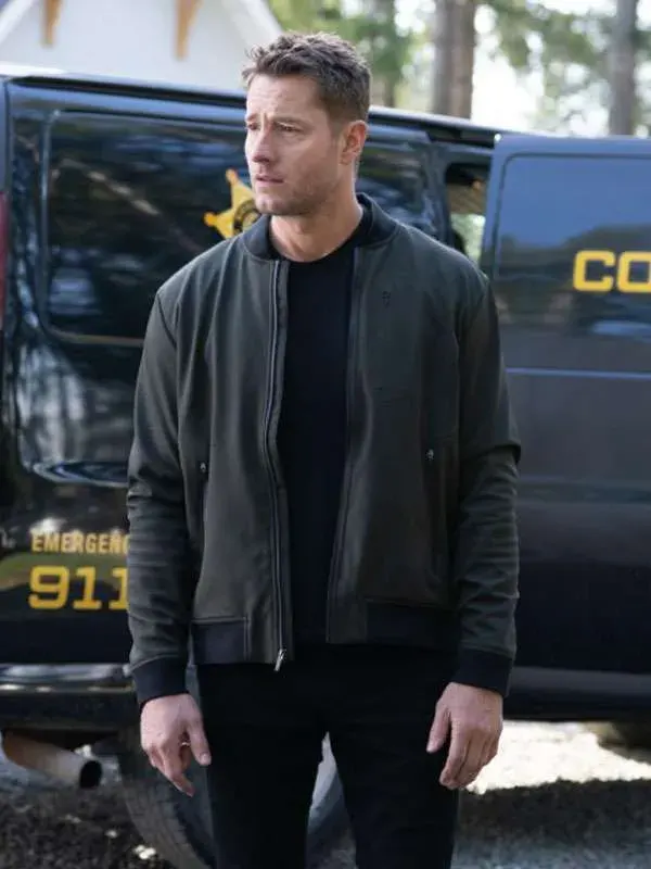 Justin Hartley Tracker Bomber Green Jacket