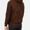 Kenton Hooded Mocha Suede Pullover Jacket back