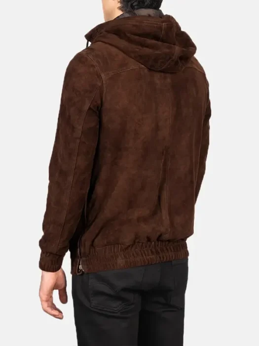 Kenton Hooded Mocha Suede Pullover Jacket back