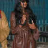 LFW Simone Ashley Brown Coat