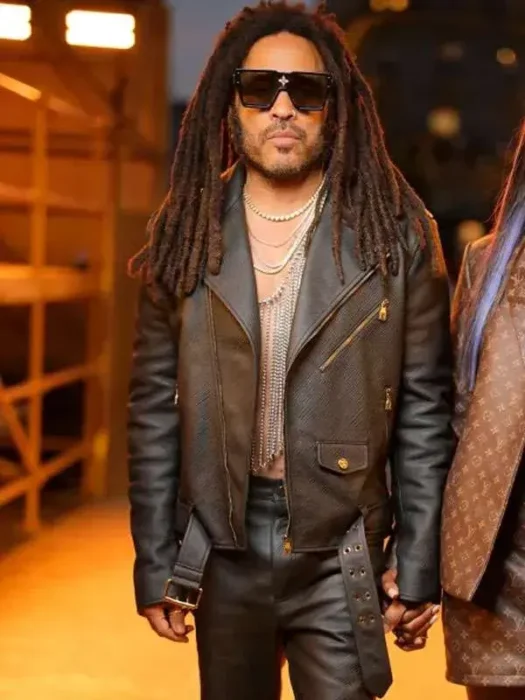 Leny Kravitz Black Biker Leather Jacket
