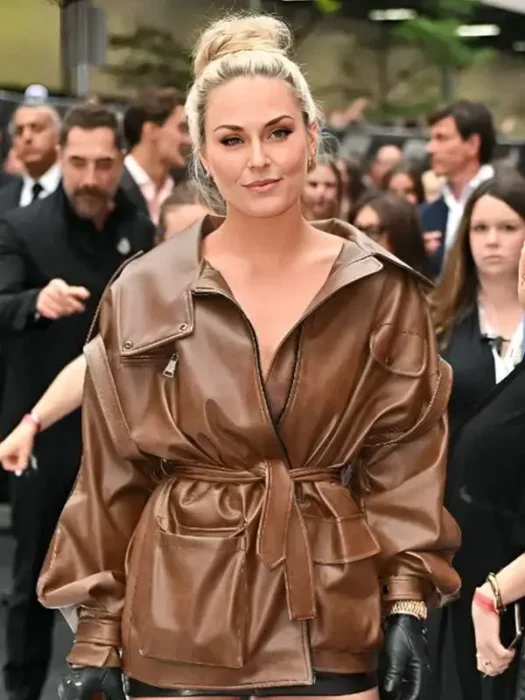 Lindsey Vonn F1 World Premiere Brown Leather Jacket