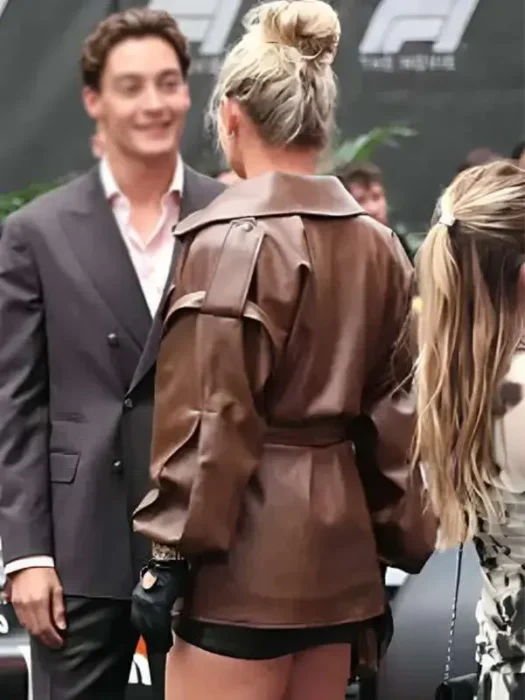 Lindsey Vonn F1 World Premiere Brown Leather Jacket Back