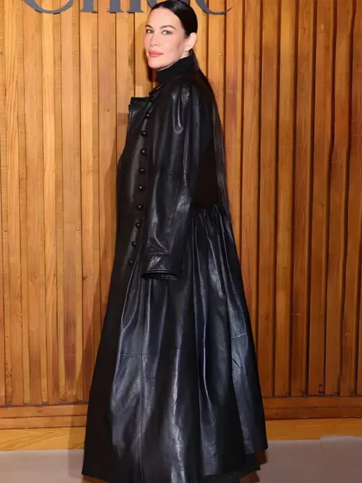 Liv Tyler Black Leather Coat - Paris Fashion Week