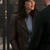 Maria Baez Boston Blue Brown Leather Jacket
