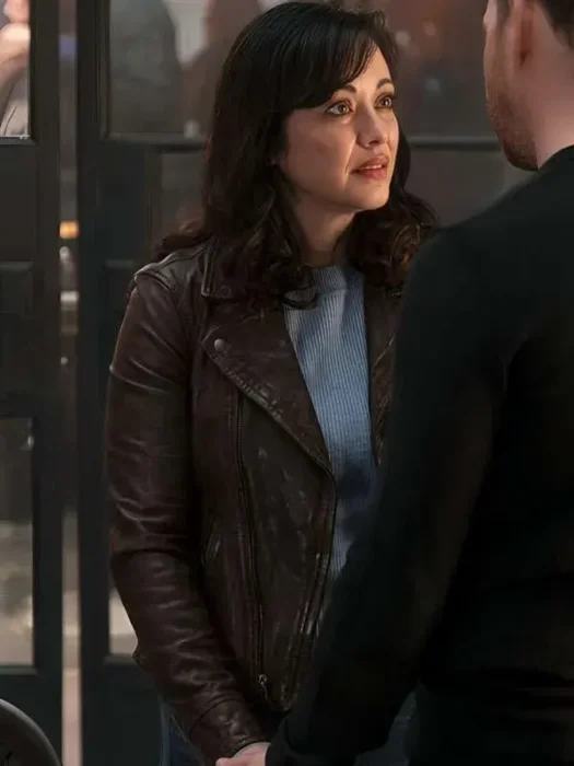 Maria Baez Boston Blue Brown Leather Jacket