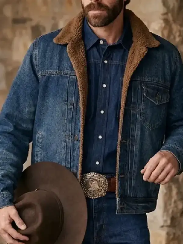 Marshals Felix Long Sherpa Denim Jacket