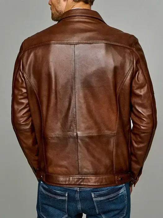 Maverick Men's Brown Sheepskin Leather Jacket