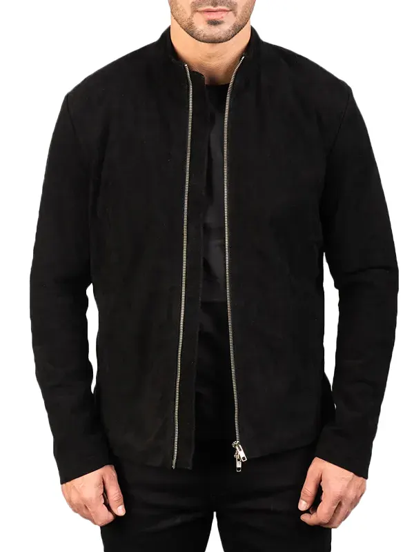 Mens Black Suede Biker Jacket