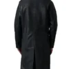 Mens Distressed Black Shearling Leather Coat Back