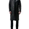 Mens Distressed Shearling Black Leather Coat