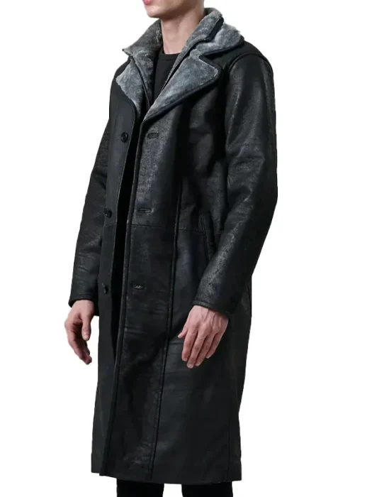 Mens Distressed Shearling Leather Coat