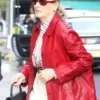 Meryl Streep Red Leather Coat