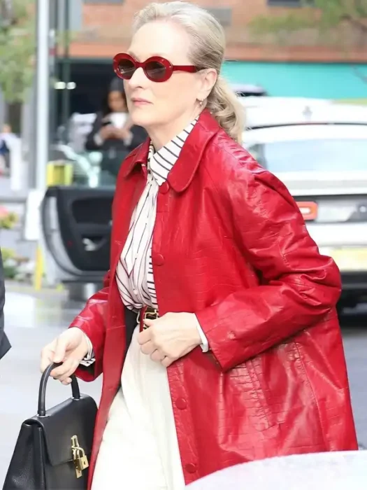 Meryl Streep Red Leather Coat