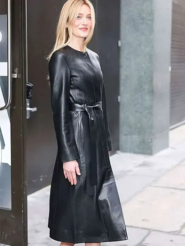 NYC 2026 Sarah Pidgeon Black Leather Coat
