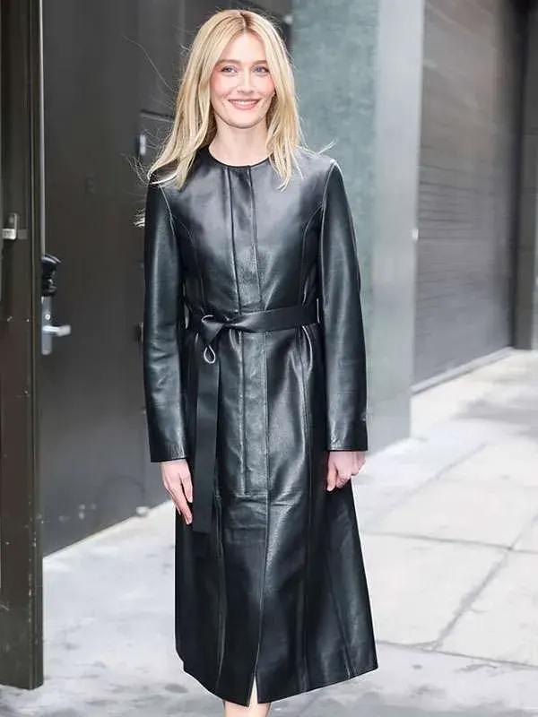 NYC Sarah Pidgeon Black Leather Coat
