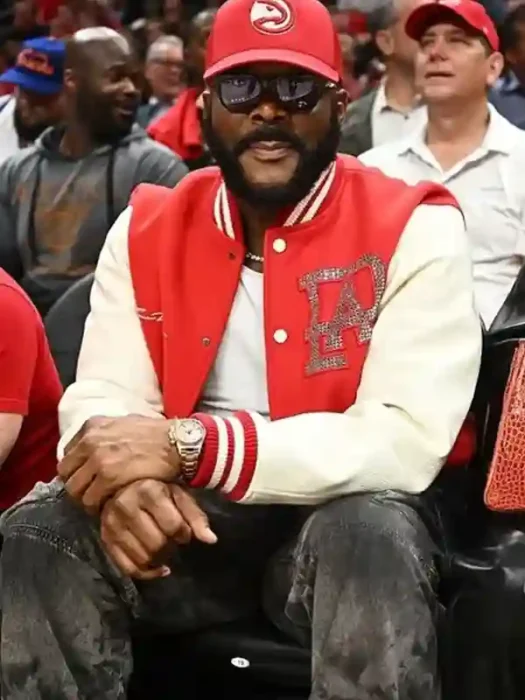 New York Knicks v Atlanta Hawks Tyler Perry Red and White Jacket