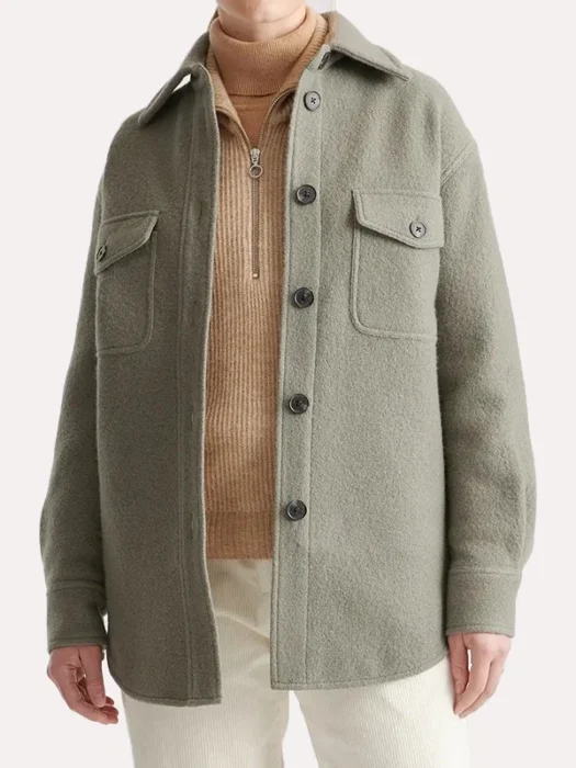 Olive Green Oversized Wool Shirt