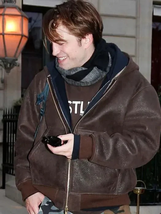 PFW Robert Pattinson Brown Leather Jacket