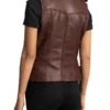 Rhonda Maroon Leather Biker Vest back