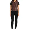 Rhonda Maroon Leather Biker Vest front