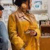 Rihanna Miu Miu Mustard and Brown Suede Leather Jacket