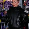 Rita Ora NYC Black Leather Jacket 1