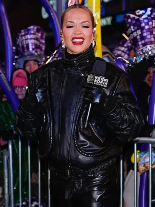 Rita Ora NYC Black Leather Jacket