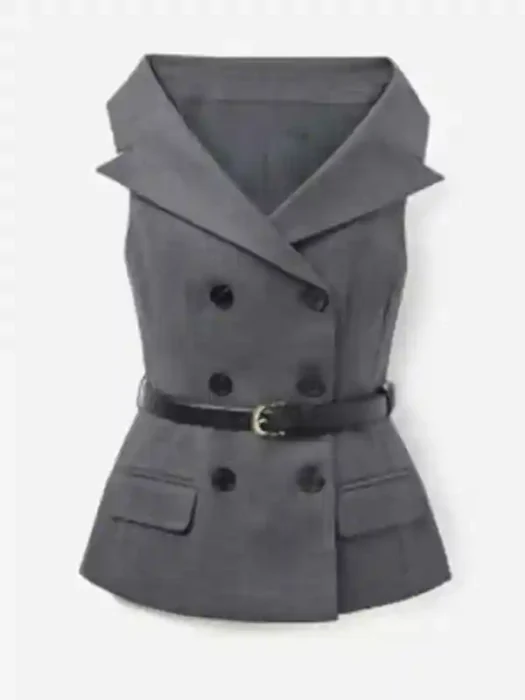 Running Point S02 Kate Hudson Grey Sleeveless Blazer