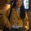 Shrinking Alice Beige Cropepd Cotton Jacket