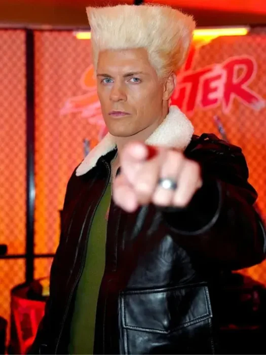 Street Fighter Cody Rhodes Dark Brown Shearling Leather Jacket