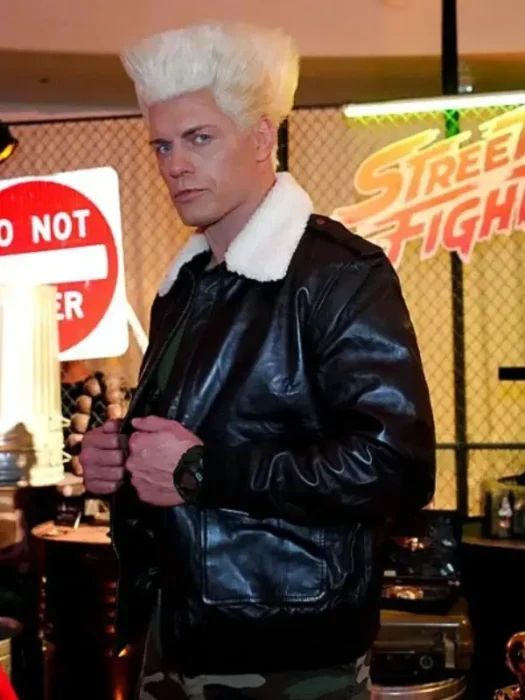 Street Fighter Cody Rhodes Shearling Leather Jacket