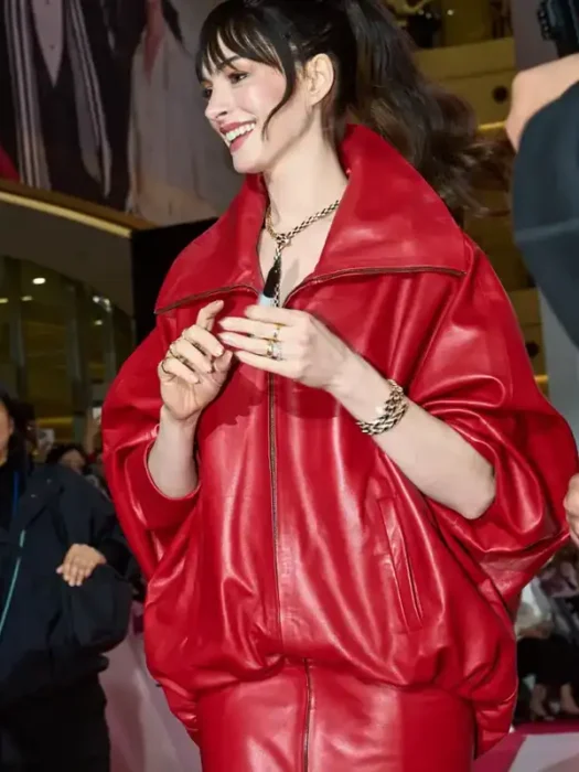 The Devil Wears Prada 2 Event Anne Hathaway Long Red Coat