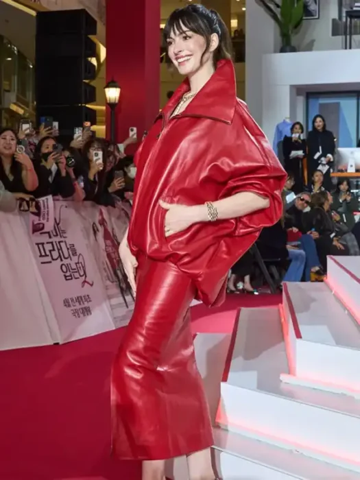 The Devil Wears Prada 2 Event Anne Hathaway Red Long Coat
