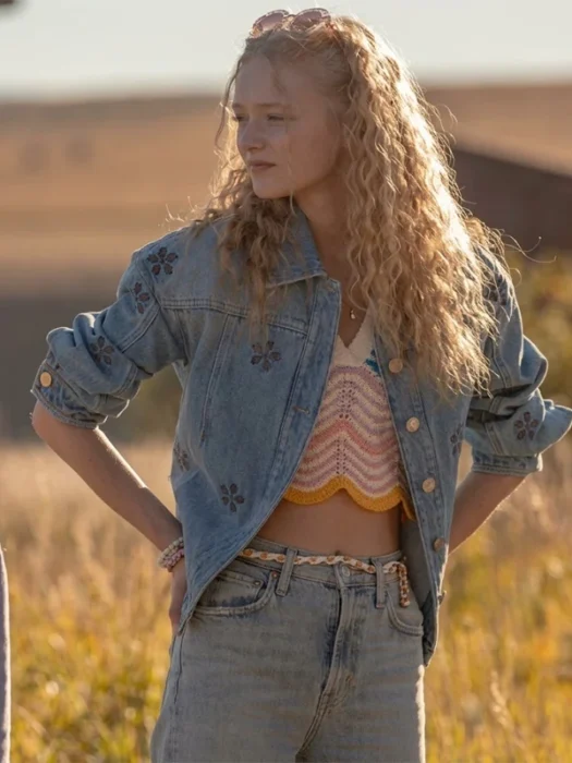 The Madison Bridgett Reese Floral Denim Blue Jacket