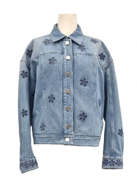 The Madison S01 Bridgett Reese Blue Floral Denim Jacket