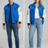 Unisex Adidas Boston Marathon 26 Blue & White Wool Varsity Jacket